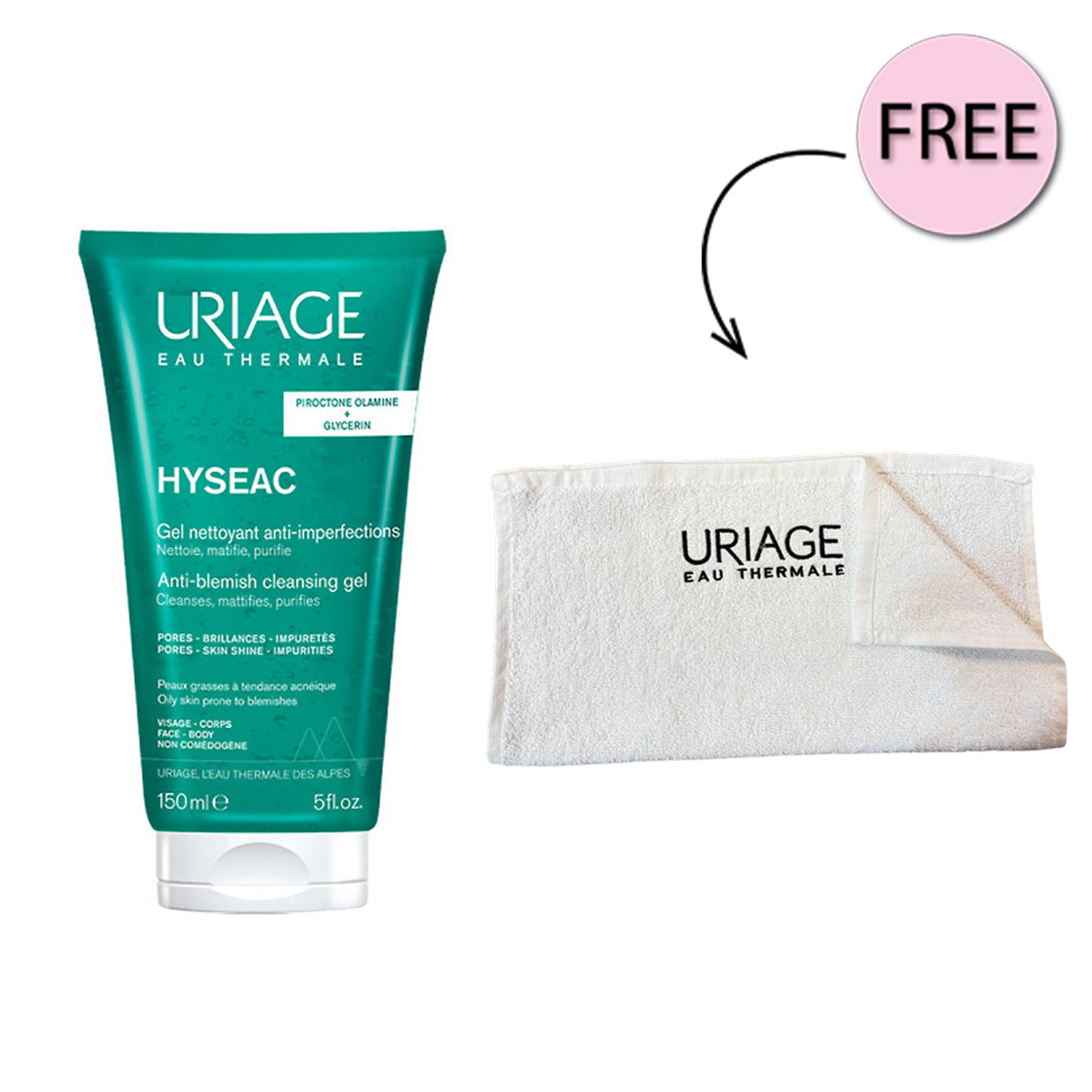 Uriage Hyseac - Cleansing Gel 150ml + Free Towel